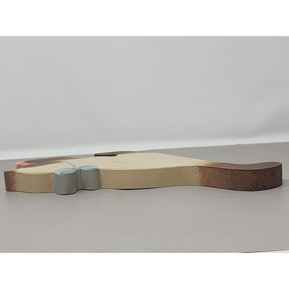 Vintage Signed M Moore 1991 Hand Painted Wooden Cat Figurine Folk‎ Art - Picture 6 of 10